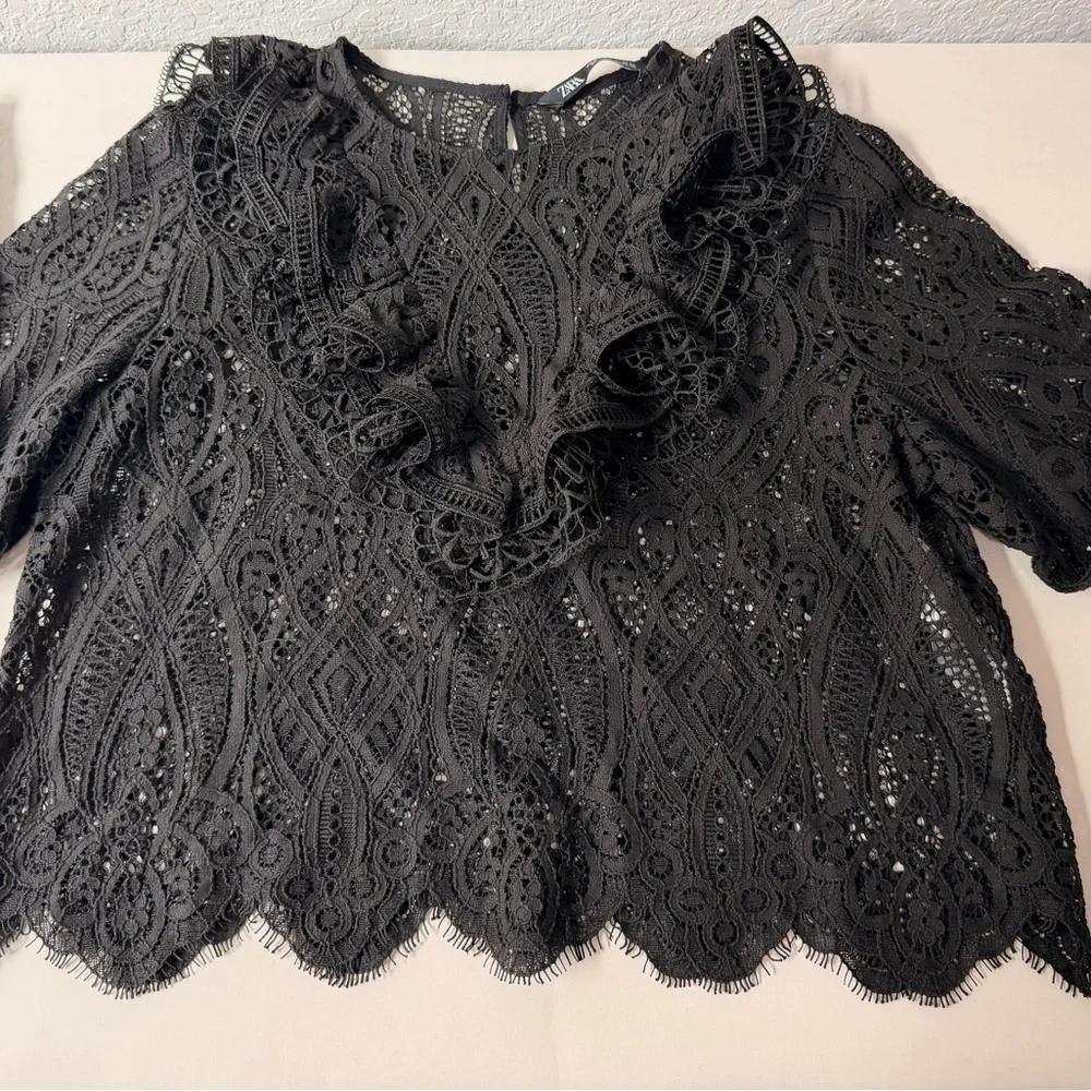 ZARA Black Lace Blouse – Romantic Gothic  ✨